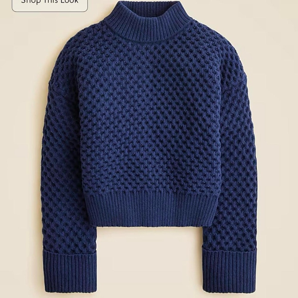 JCrew Honeycomb mockneck sweater in wool blend